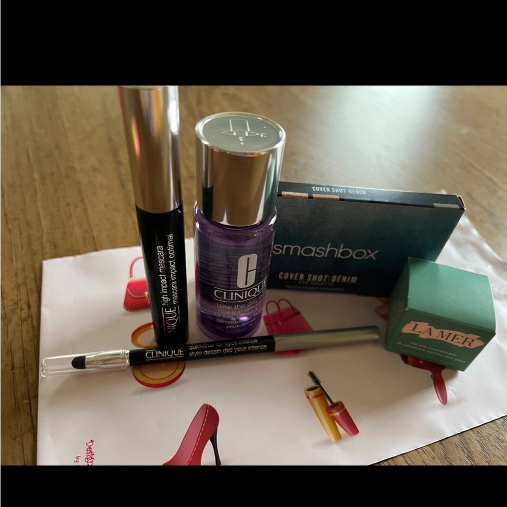 Clinique mascara,Smashbox palette cover shot denim Lamer the eye concentre